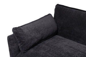 English Elm 55.32*39.76" Boucle Sofa Bed with Ottoman Deep Cushion Armrests Living Room Lounge Chair Black W2715P491930