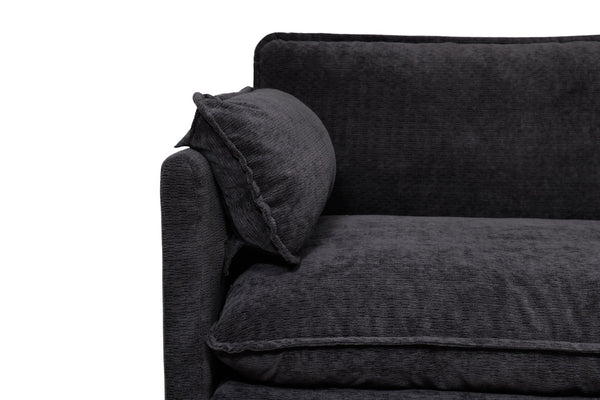 English Elm 55.32*39.76" Boucle Sofa Bed with Ottoman Deep Cushion Armrests Living Room Lounge Chair Black W2715P491930