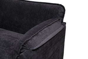 English Elm 55.32*39.76" Boucle Sofa Bed with Ottoman Deep Cushion Armrests Living Room Lounge Chair Black W2715P491930