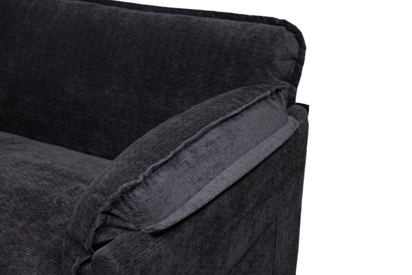 English Elm 55.32*39.76" Boucle Sofa Bed with Ottoman Deep Cushion Armrests Living Room Lounge Chair Black W2715P491930