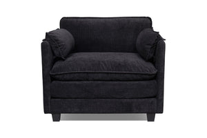 English Elm 55.32*39.76" Boucle Sofa Bed with Ottoman Deep Cushion Armrests Living Room Lounge Chair Black W2715P491930