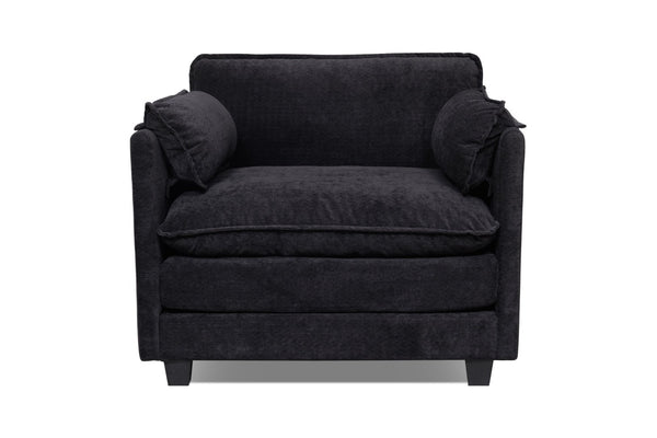 English Elm 55.32*39.76" Boucle Sofa Bed with Ottoman Deep Cushion Armrests Living Room Lounge Chair Black W2715P491930