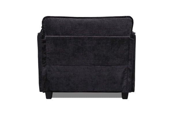 English Elm 55.32*39.76" Boucle Sofa Bed with Ottoman Deep Cushion Armrests Living Room Lounge Chair Black W2715P491930