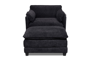 English Elm 55.32*39.76" Boucle Sofa Bed with Ottoman Deep Cushion Armrests Living Room Lounge Chair Black W2715P491930