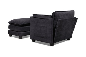 English Elm 55.32*39.76" Boucle Sofa Bed with Ottoman Deep Cushion Armrests Living Room Lounge Chair Black W2715P491930