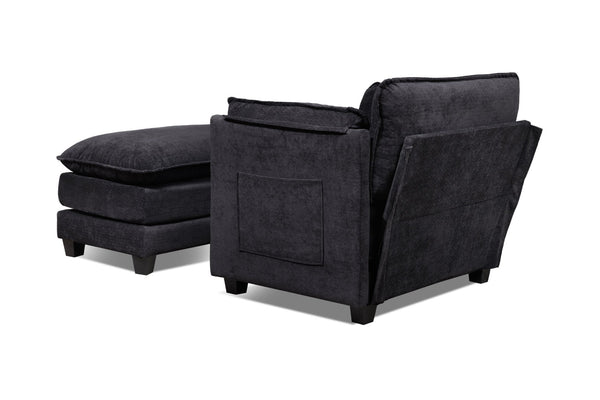 English Elm 55.32*39.76" Boucle Sofa Bed with Ottoman Deep Cushion Armrests Living Room Lounge Chair Black W2715P491930