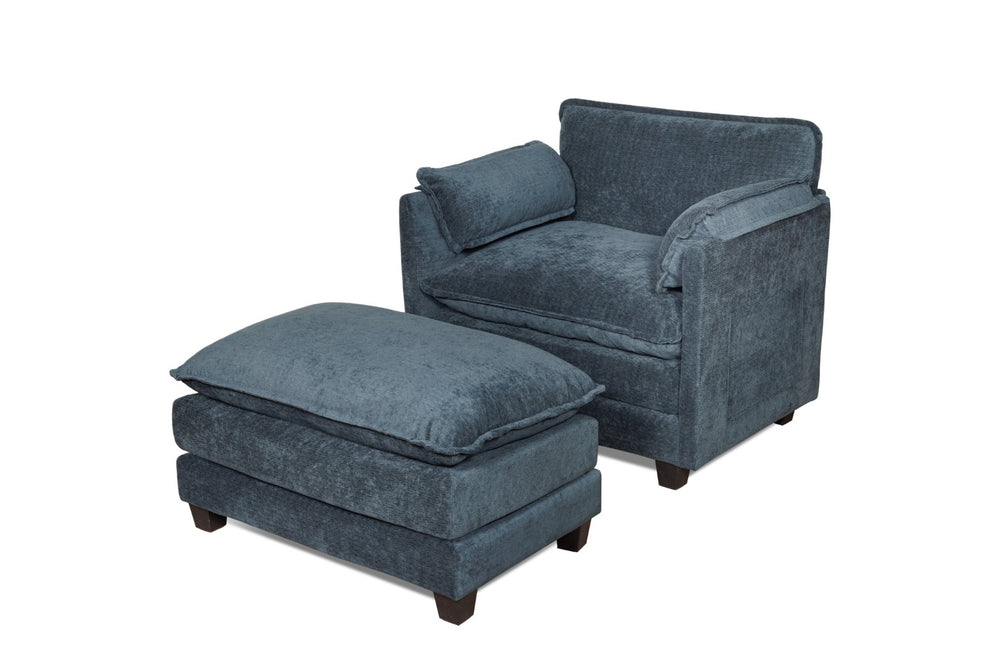 English Elm 55.32*39.76" Boucle Sofa Bed with Ottoman Deep Cushion Armrests Living Room Lounge Chair Dark Green Black W2715P491931