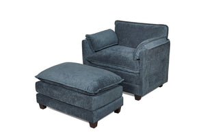 English Elm 55.32*39.76" Boucle Sofa Bed with Ottoman Deep Cushion Armrests Living Room Lounge Chair Dark Green Black W2715P491931
