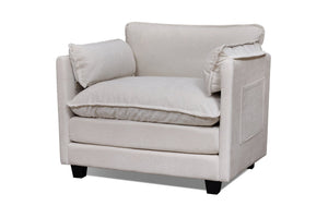 English Elm 55.32*39.76" Boucle Sofa Bed with Ottoman Deep Cushion Armrests Living Room Lounge Chair Beige W2715P491932