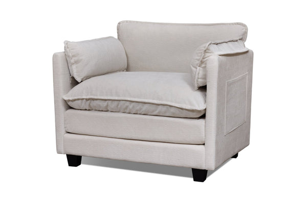 English Elm 55.32*39.76" Boucle Sofa Bed with Ottoman Deep Cushion Armrests Living Room Lounge Chair Beige W2715P491932