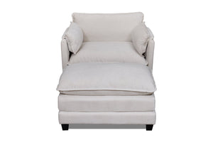 English Elm 55.32*39.76" Boucle Sofa Bed with Ottoman Deep Cushion Armrests Living Room Lounge Chair Beige W2715P491932
