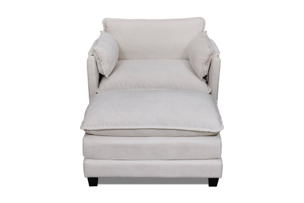 English Elm 55.32*39.76" Boucle Sofa Bed with Ottoman Deep Cushion Armrests Living Room Lounge Chair Beige W2715P491932
