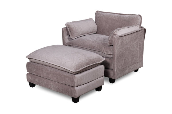 English Elm 55.32*39.76" Boucle Sofa Bed with Ottoman Deep Cushion Armrests Living Room Lounge Chair Grey W2715P491933