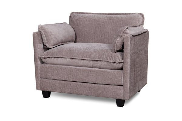 English Elm 55.32*39.76" Boucle Sofa Bed with Ottoman Deep Cushion Armrests Living Room Lounge Chair Grey W2715P491933