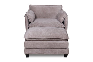 English Elm 55.32*39.76" Boucle Sofa Bed with Ottoman Deep Cushion Armrests Living Room Lounge Chair Grey W2715P491933