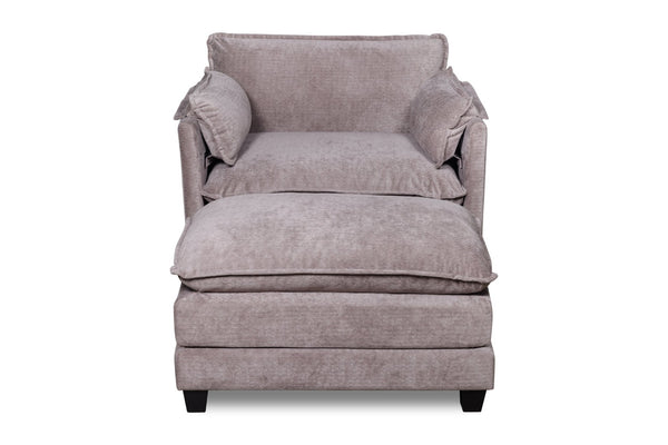 English Elm 55.32*39.76" Boucle Sofa Bed with Ottoman Deep Cushion Armrests Living Room Lounge Chair Grey W2715P491933