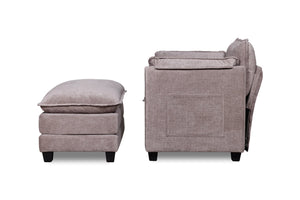 English Elm 55.32*39.76" Boucle Sofa Bed with Ottoman Deep Cushion Armrests Living Room Lounge Chair Grey W2715P491933