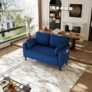 English Elm 48" Corduroy Loveseat with Side Storage Pocket Solid Wood Frame Apartment Sofa W2715P491985