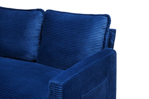 English Elm 48" Corduroy Loveseat with Side Storage Pocket Solid Wood Frame Apartment Sofa W2715P491985
