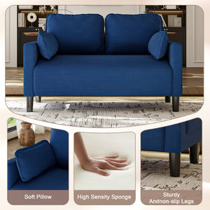 English Elm 48" Corduroy Loveseat with Side Storage Pocket Solid Wood Frame Apartment Sofa W2715P491985