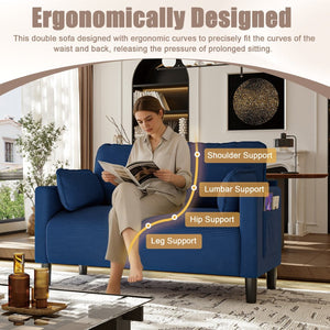 English Elm 48" Corduroy Loveseat with Side Storage Pocket Solid Wood Frame Apartment Sofa W2715P491985