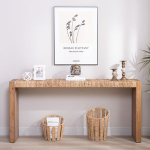 English Elm 69" Seagrass Console Table Handwoven Organic Top Slim Entryway Sofa Accent Piece W2729P270759