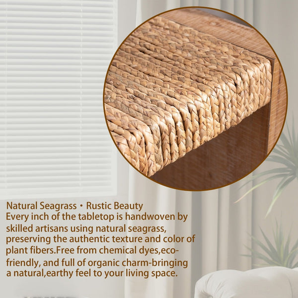 English Elm 69" Seagrass Console Table Handwoven Organic Top Slim Entryway Sofa Accent Piece W2729P270759