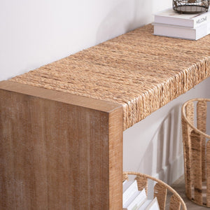 English Elm 69" Seagrass Console Table Handwoven Organic Top Slim Entryway Sofa Accent Piece W2729P270759