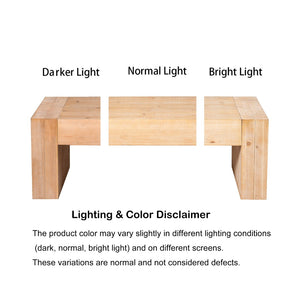 English Elm 49 Inch Whitewashed Engineered Wood Coffee Table with Block Legs for Farmhouse Living Rooms W2729P503997