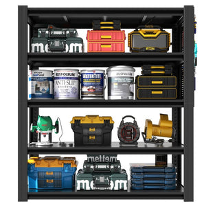 English Elm 72H Five Tier Steel Shelving Rack with Pegboard Panels for Garage or Workshop W2735P529672