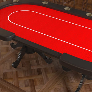 English Elm Poker Table Top Oval Wood Surface Fits Ten Players with Casino Felt Game Night Red W2748P221256