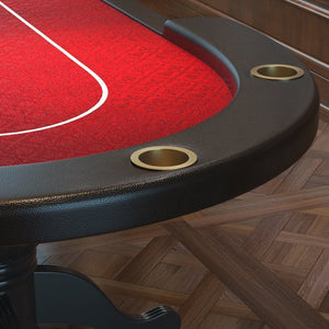 English Elm Poker Table Top Oval Wood Surface Fits Ten Players with Casino Felt Game Night Red W2748P221256