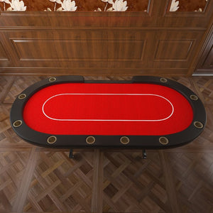 English Elm Poker Table Top Oval Wood Surface Fits Ten Players with Casino Felt Game Night Red W2748P221256