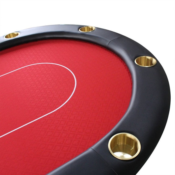 English Elm Poker Table Top Oval Wood Surface Fits Ten Players with Casino Felt Game Night Red W2748P221256
