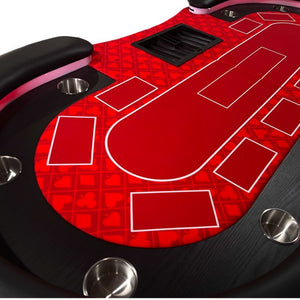 English Elm Ino Design 94 Inch Folding Poker Table with Led Lighting and Padded Rails for Ten Red W2748P401790