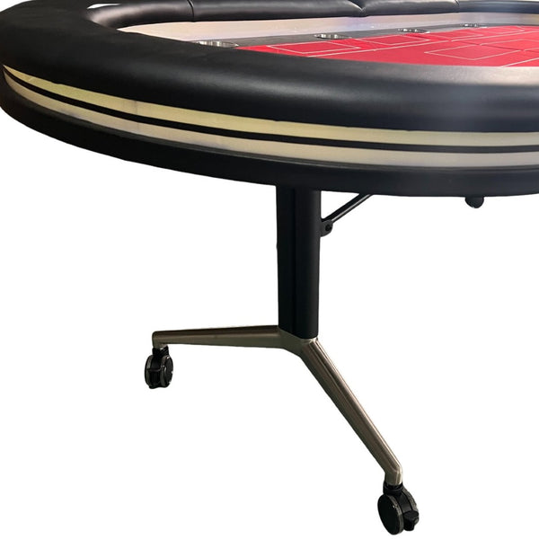 English Elm Ino Design 94 Inch Folding Poker Table with Led Lighting and Padded Rails for Ten Red W2748P401790