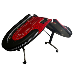 English Elm Ino Design 94 Inch Folding Poker Table with Led Lighting and Padded Rails for Ten Red W2748P401790