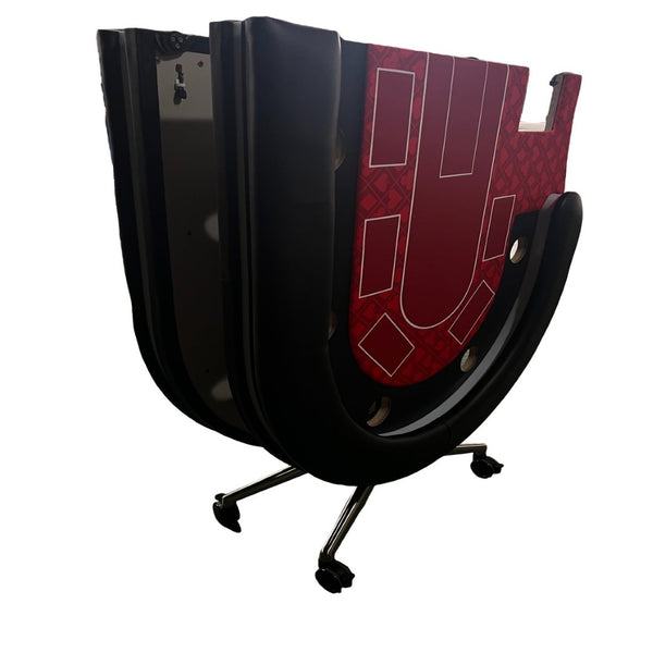 English Elm Ino Design 94 Inch Folding Poker Table with Led Lighting and Padded Rails for Ten Red W2748P401790