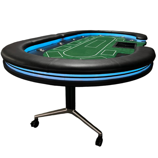 English Elm Ino Design 94 Inch Folding Poker Table with Led Lighting and Padded Rails for Ten Green W2748P401796