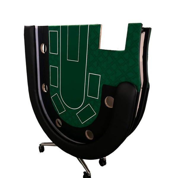 English Elm Ino Design 94 Inch Folding Poker Table with Led Lighting and Padded Rails for Ten Green W2748P401796