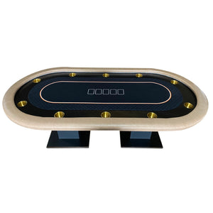 English Elm 96" Oval Poker Table Seats 10 with Dimmable Led Lighting and Speed Cloth Surface Without Cup Holders W2748S00033