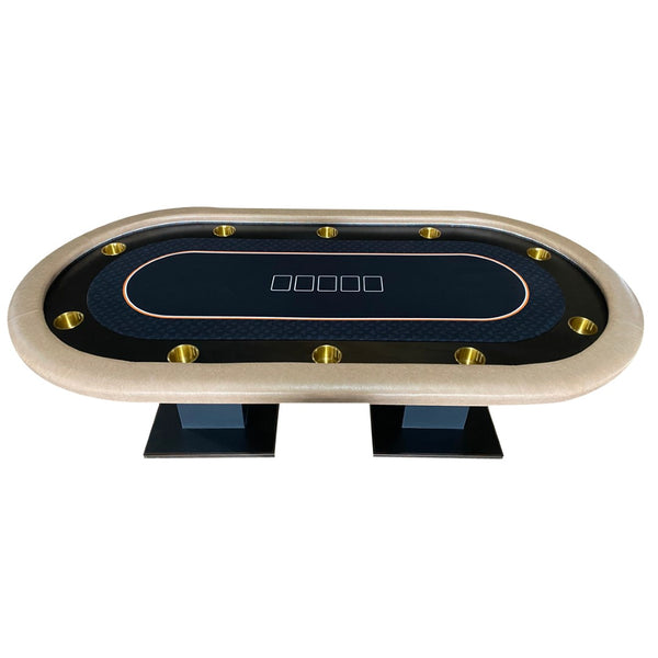 English Elm 96" Oval Poker Table Seats 10 with Dimmable Led Lighting and Speed Cloth Surface Without Cup Holders W2748S00033