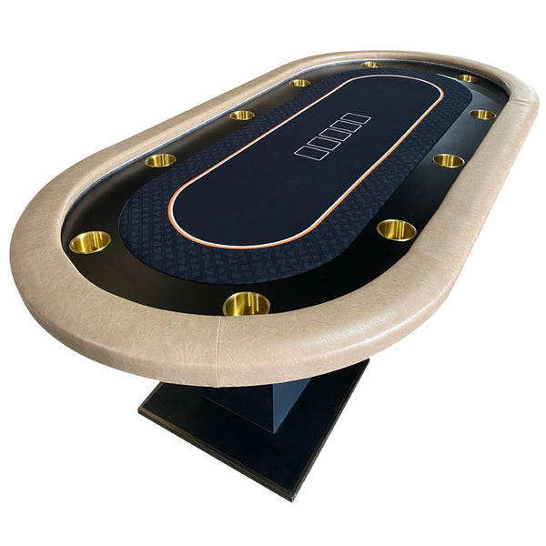 English Elm 96" Oval Poker Table Seats 10 with Dimmable Led Lighting and Speed Cloth Surface Without Cup Holders W2748S00033