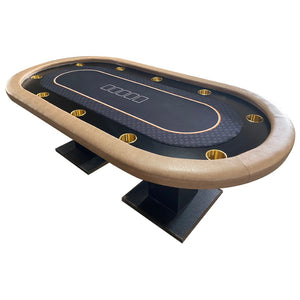English Elm 96" Oval Poker Table Seats 10 with Dimmable Led Lighting and Speed Cloth Surface Without Cup Holders W2748S00033