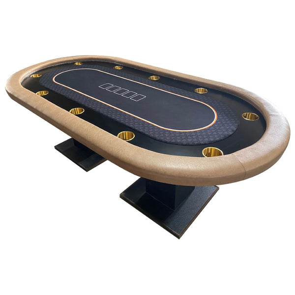 English Elm 96" Oval Poker Table Seats 10 with Dimmable Led Lighting and Speed Cloth Surface Without Cup Holders W2748S00033