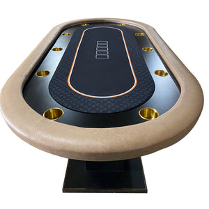 English Elm 96" Oval Poker Table Seats 10 with Dimmable Led Lighting and Speed Cloth Surface Without Cup Holders W2748S00033