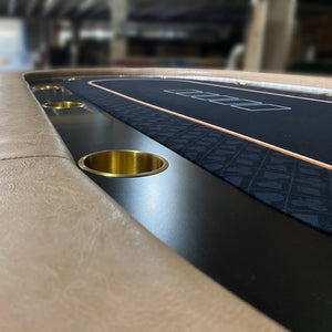 English Elm 96" Oval Poker Table Seats 10 with Dimmable Led Lighting and Speed Cloth Surface Without Cup Holders W2748S00033