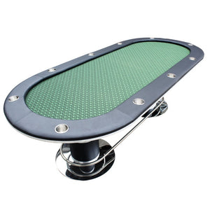 English Elm Poker Table Top Oval Wood Surface Fits Ten Players with Casino Felt Game Night Green W2748S00057
