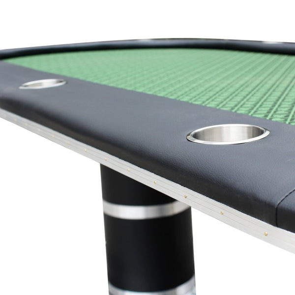 English Elm Poker Table Top Oval Wood Surface Fits Ten Players with Casino Felt Game Night Green W2748S00057