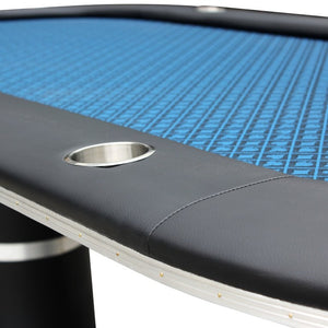 English Elm Poker Table Top Oval Wood Surface Fits Ten Players with Casino Felt Game Night Blue W2748S00058